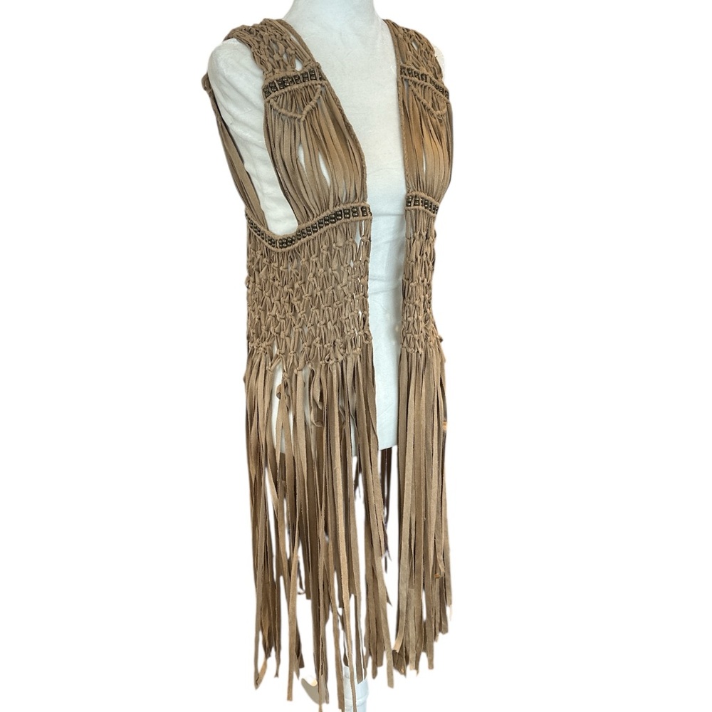Boho Western Fringe Macramé Vest - Picture 4 of 9